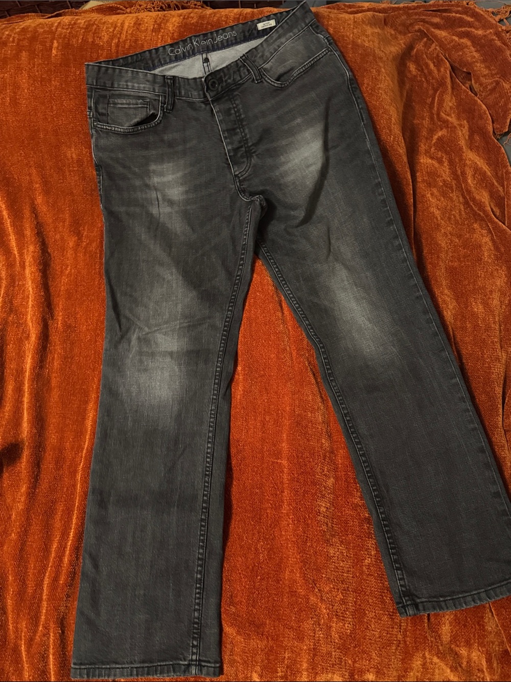 Calvin Klein | Men’s Washed Black Slim Straight Jeans | 36